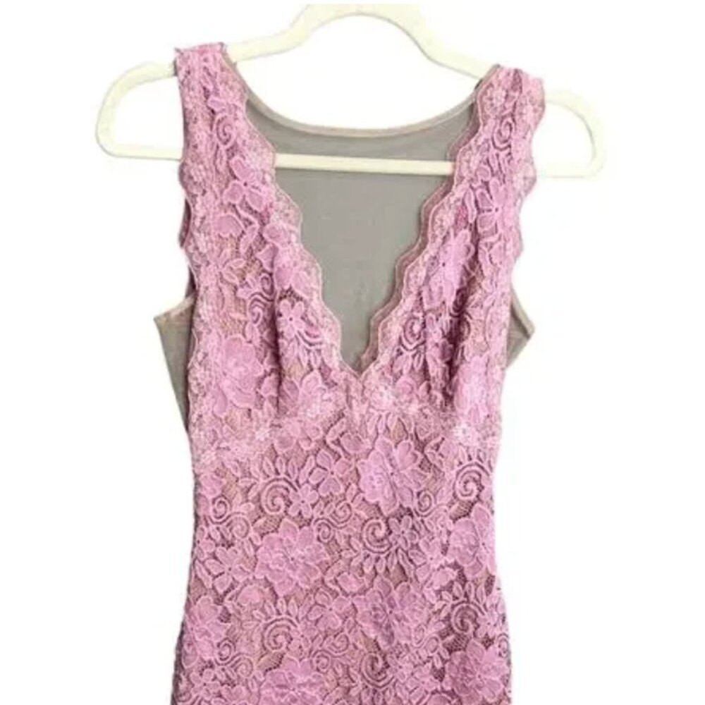 bebe Double V-Neck Lace Mini Dress
